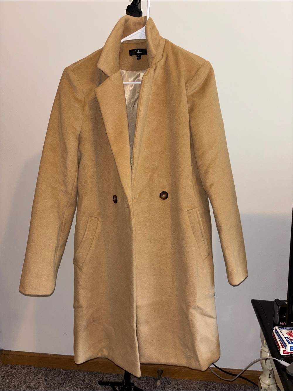 Lulu's Camel Tan Wool-Blend Trench Coat